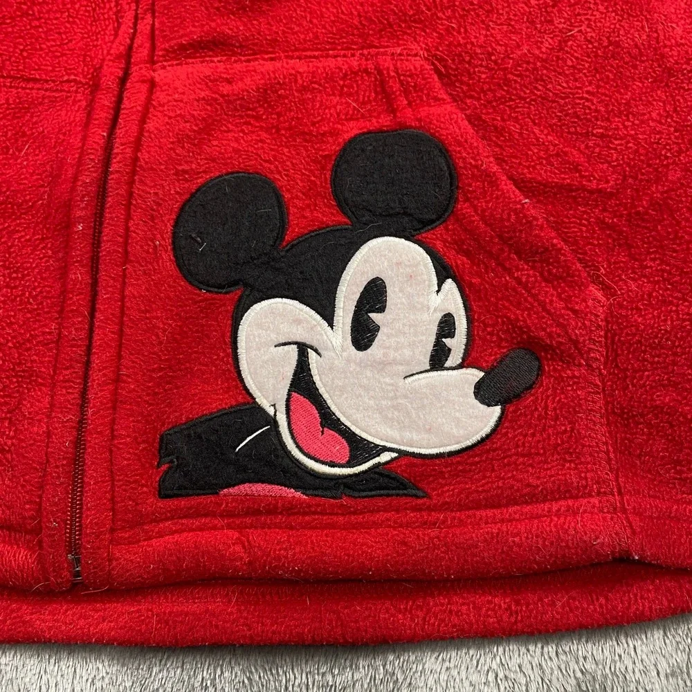 Disney Mickey Mouse Red Fleece Zip Up Hoodie Jacket XL‎ Kids Girls Christmas